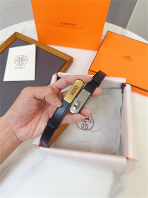 H**mes kelly 18 belt cowhide leather gold hardware black/brown