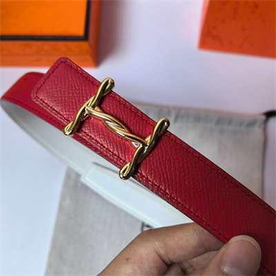 H**mes h torsade belt buckle & H**mes sur mer reversible epsom leather gold hardware strap 25mm red/white