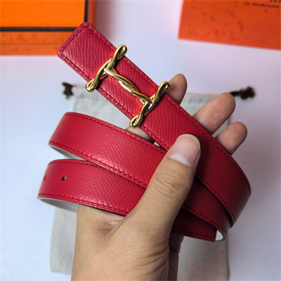 H**mes h torsade belt buckle & H**mes sur mer reversible epsom leather gold hardware strap 25mm red/white
