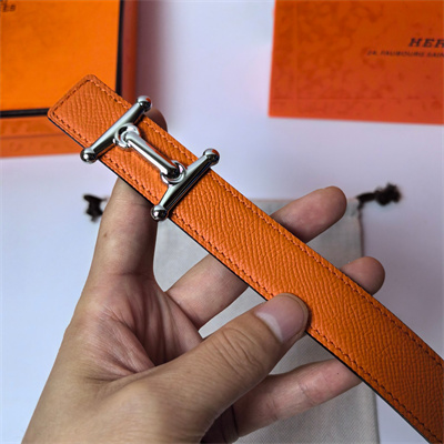 H**mes mors h belt buckle & reversible epsom leather silver hardware strap 25mm orange/black