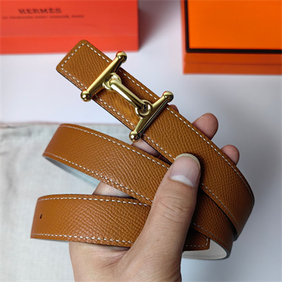 H**mes mors h belt buckle & reversible epsom leather gold hardware strap 25mm brown/white