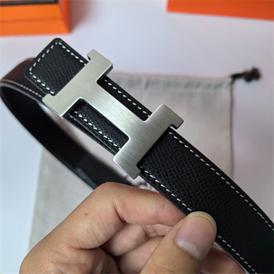 H**mes mini constance belt buckle & reversible epsom leather strap 25 mm silver hardware black
