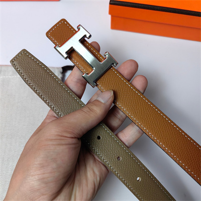 H**mes h belt buckle & reversible epsom leather strap 25 mm silver hardware brown/etoupe