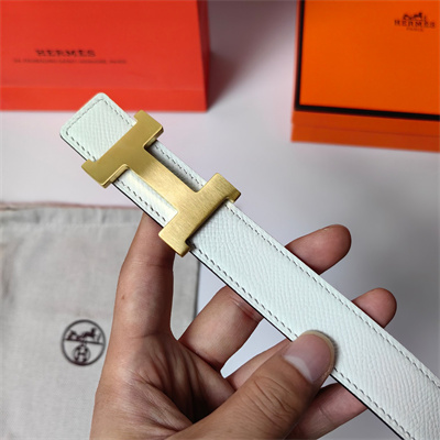 H**mes mini constance belt buckle & reversible epsom leather strap 25 mm gold hardware white/etoupe