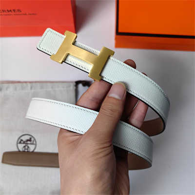 H**mes mini constance belt buckle & reversible epsom leather strap 25 mm gold hardware white/etoupe