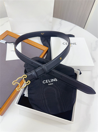 Ce**e triomphe belt 25mm calfskin gold tone metal black