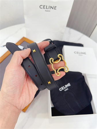 Ce**e triomphe belt 25mm calfskin gold tone metal black