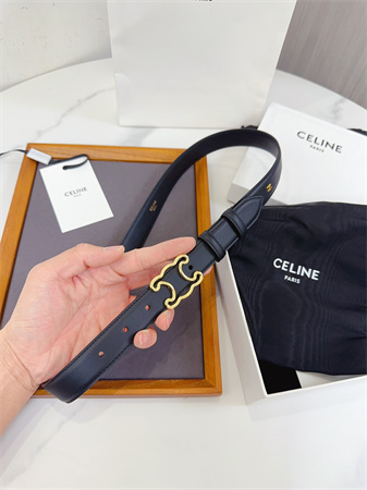 Ce**e triomphe belt 25mm calfskin gold tone metal black