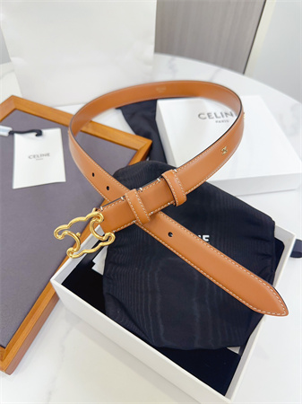 Ce**e triomphe belt 25mm calfskin gold tone metal brown