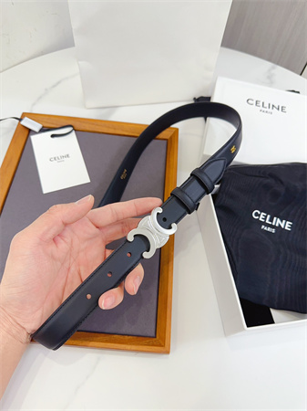 Ce**e triomphe belt 25mm calfskin silver tone buckle black