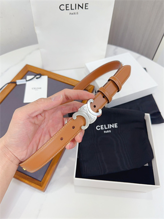 Ce**e triomphe belt 25mm calfskin silver tone buckle brown