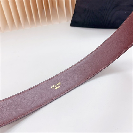 Ce**e triomphe belt 34mm calfskin shinny gold tone buckle burgundy