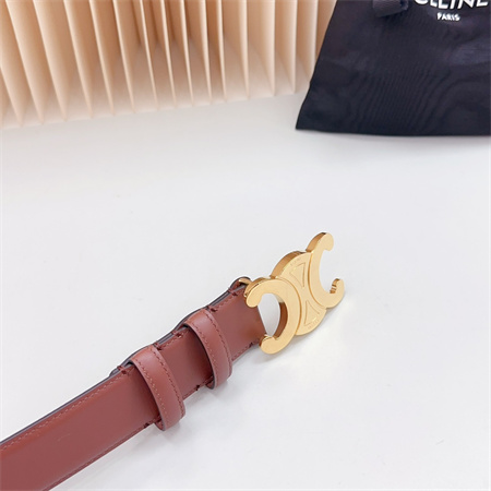 Ce**e triomphe belt 34mm calfskin shinny gold tone buckle caramel