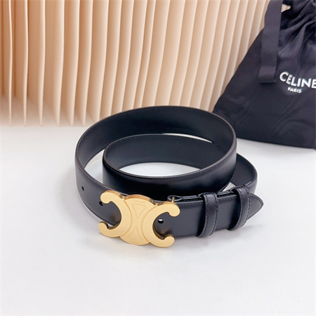 Ce**e triomphe belt 34mm calfskin shinny gold tone buckle black