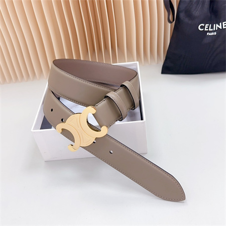 Ce**e triomphe belt 34mm calfskin shinny gold tone buckle grey