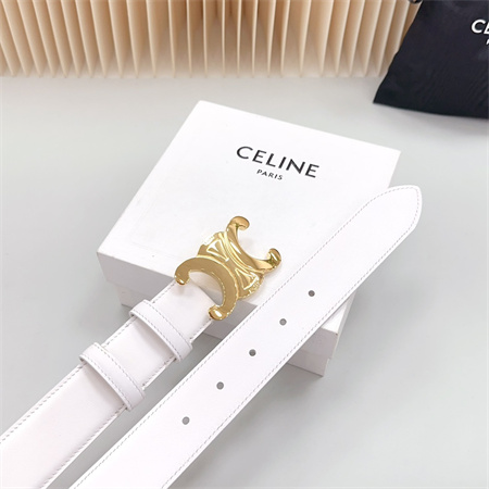 Ce**e triomphe belt 34mm calfskin shinny gold tone buckle white