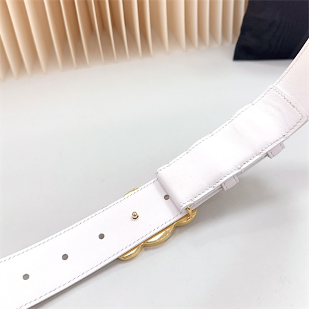Ce**e triomphe belt 34mm calfskin shinny gold tone buckle white