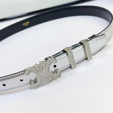 Ce**e triomphe belt 25mm calfskin in silver color