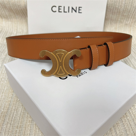 Ce**e men’s triomphe belt 35mm calfskin gold tone buckle brown