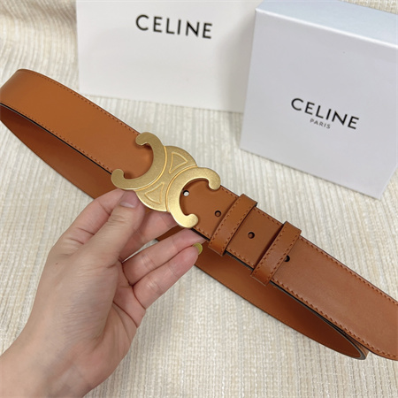 Ce**e men’s triomphe belt 35mm calfskin gold tone buckle brown