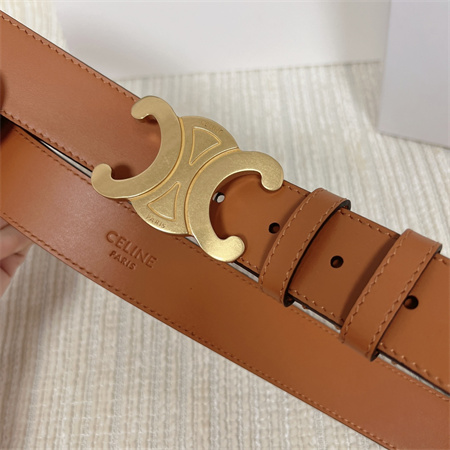Ce**e men’s triomphe belt 35mm calfskin gold tone buckle brown