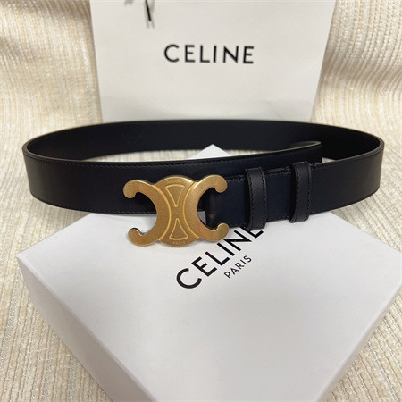 Ce**e men’s triomphe belt 35mm calfskin gold tone buckle black