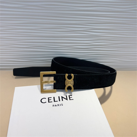 Ce**e teen triomphe belt 30mm suded gold tone buckle black