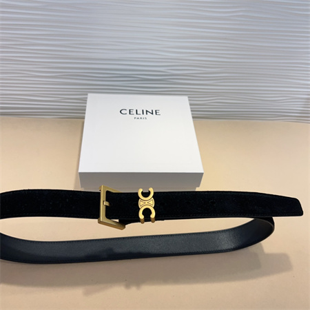 Ce**e teen triomphe belt 30mm suded gold tone buckle black