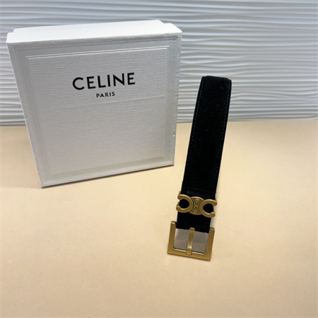 Ce**e teen triomphe belt 30mm suded gold tone buckle black