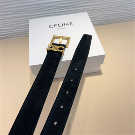 Ce**e teen triomphe belt 30mm suded gold tone buckle black