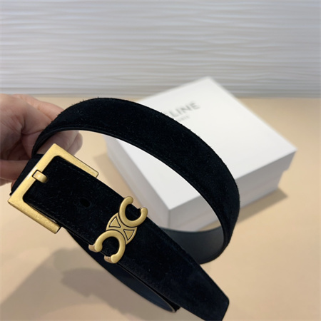 Ce**e teen triomphe belt 30mm suded gold tone buckle black