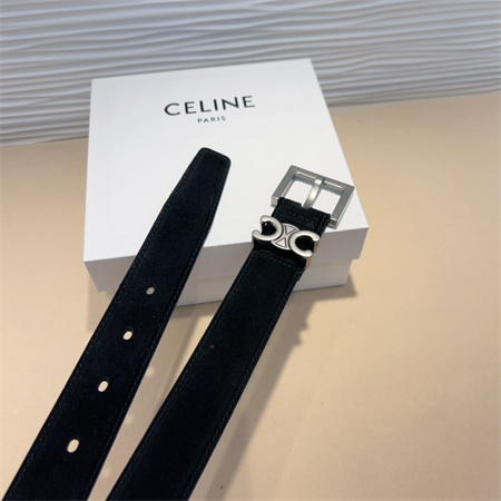 Ce**e teen triomphe belt 30mm suded silver tone buckle black