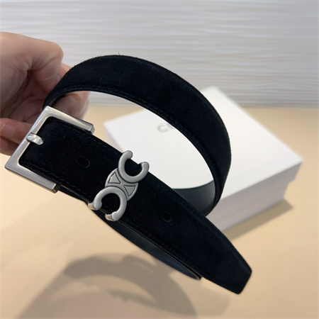 Ce**e teen triomphe belt 30mm suded silver tone buckle black