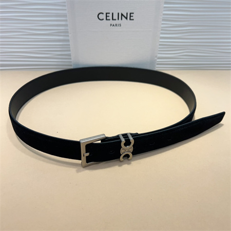 Ce**e teen triomphe belt 30mm suded silver tone buckle black