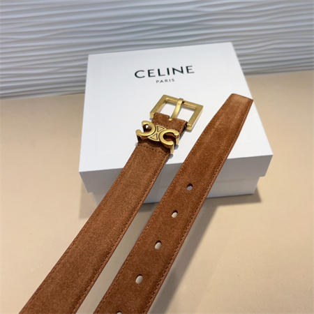 Ce**e teen triomphe belt 30mm suded gold tone buckle brown