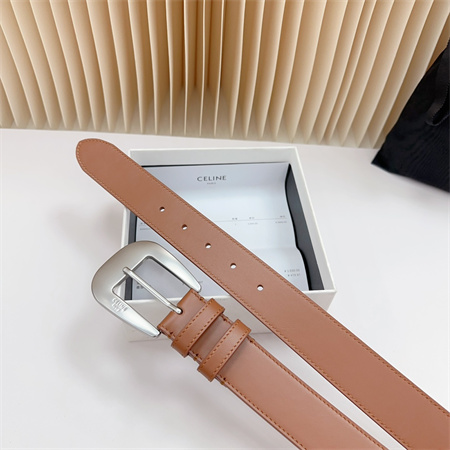 Ce**e belt 35mm calfskin silver tone buckle brown