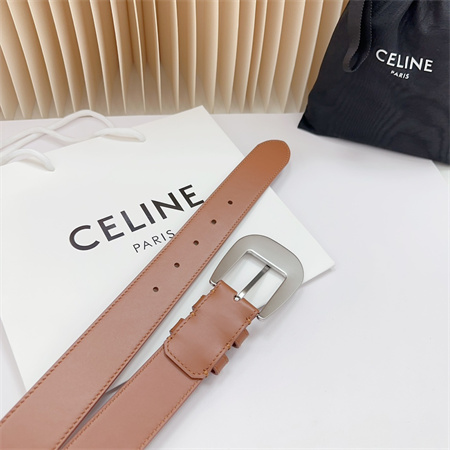 Ce**e belt 35mm calfskin silver tone buckle brown