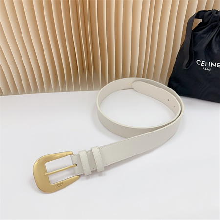 Ce**e belt 35mm calfskin gold tone buckle white