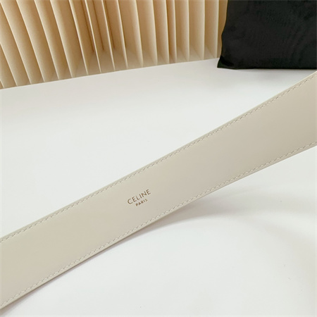 Ce**e belt 35mm calfskin gold tone buckle white
