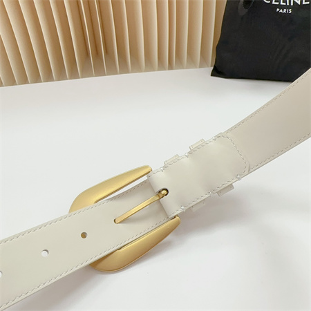 Ce**e belt 35mm calfskin gold tone buckle white