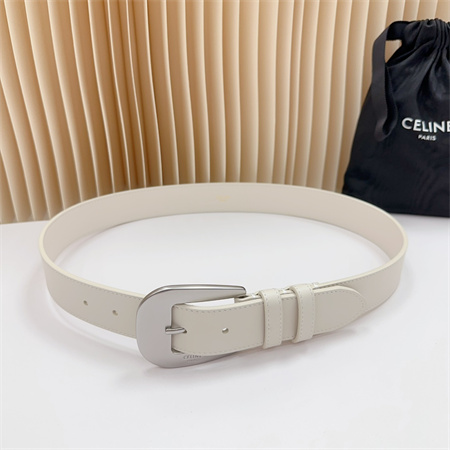 Ce**e belt 35mm calfskin silver tone buckle white