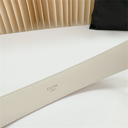 Ce**e belt 35mm calfskin silver tone buckle white