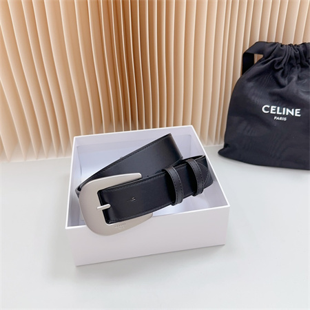 Ce**e belt 35mm calfskin silver tone buckle black