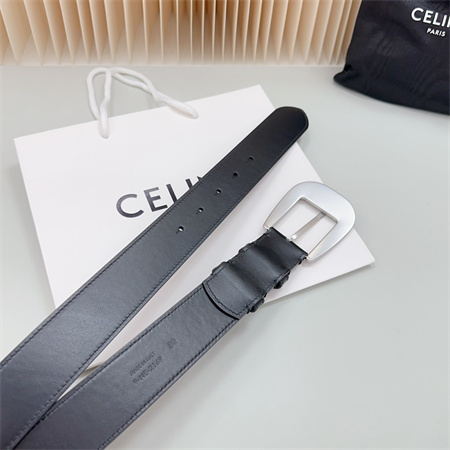 Ce**e belt 35mm calfskin silver tone buckle black