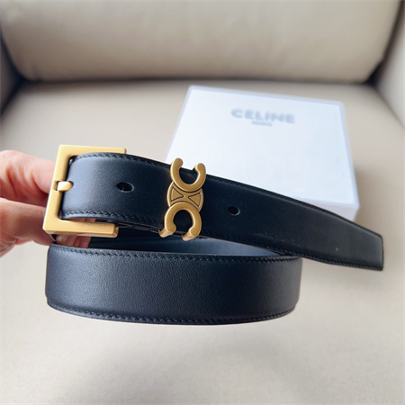 Ce**e teen triomphe belt 30mm calfskin gold tone buckle black