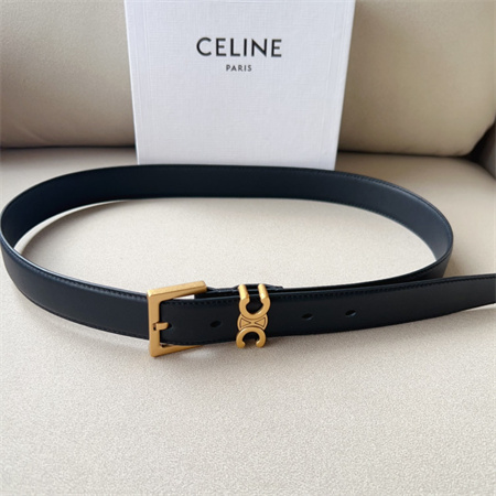 Ce**e teen triomphe belt 30mm calfskin gold tone buckle black
