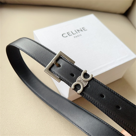 Ce**e teen triomphe belt 30mm calfskin silver tone buckle black