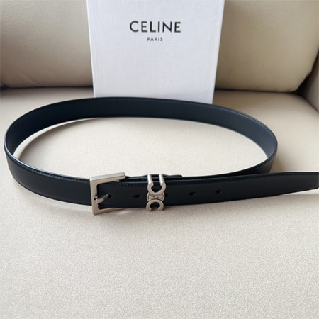 Ce**e teen triomphe belt 30mm calfskin silver tone buckle black