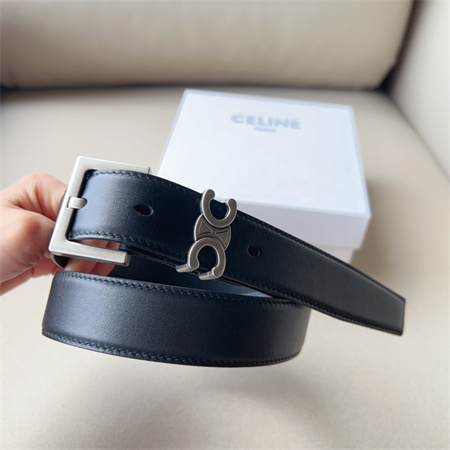 Ce**e teen triomphe belt 30mm calfskin silver tone buckle black
