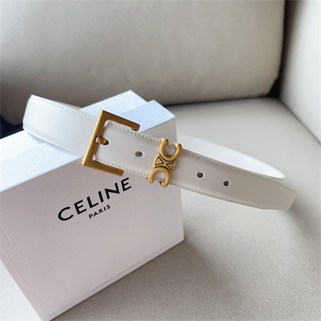 Ce**e teen triomphe belt 30mm calfskin gold tone buckle white